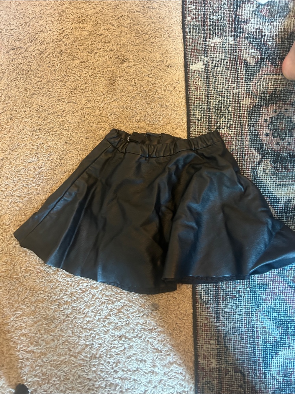 H&M Black Faux Leather Flared Skirt